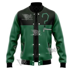 Young Justice Riddler Green Question Mark Cosplay Varsity Jacket