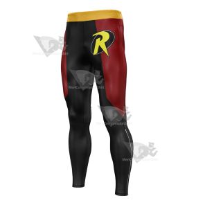 Young Justice Robin Black And Red Mens Compression Legging