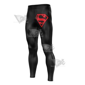 Young Justice Superboy Black And Red Mens Compression Legging