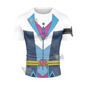 Yu Gi Oh Vrains Blue Maiden Aoi Zaizen Short Sleeve Compression Shirt