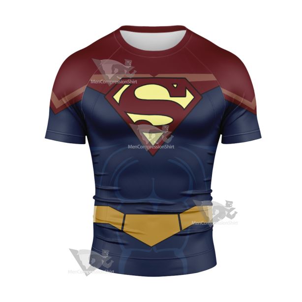 Legion Of Superheroes Superman X Red Short Sleeve Compression Shirt