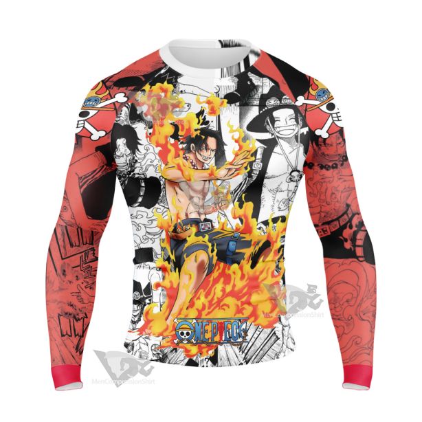 Portgas D Ace One Piece Long Sleeve Compression Shirt