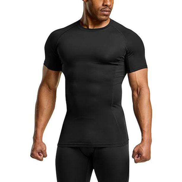 Quick Dry Mens Black Short Sleeve Compression Shirts