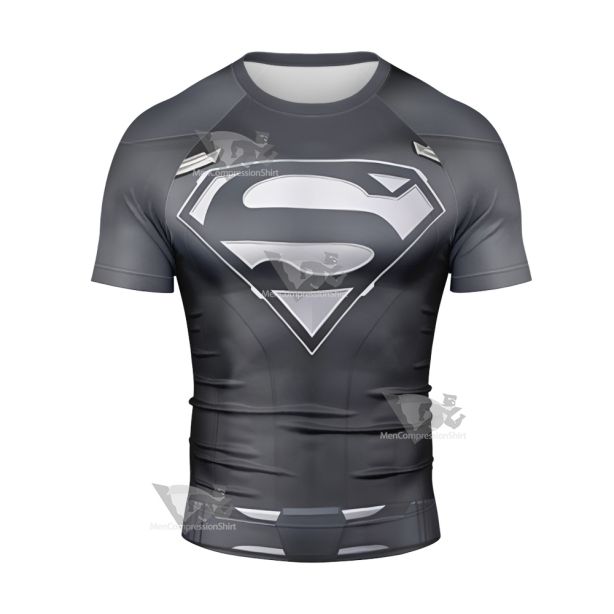 Superman Clark Black Jumpsuit Short Sleeve Compression Shirt
