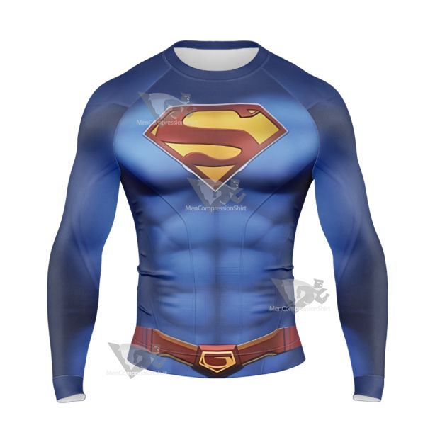 Superman Clark Lois Blue Long Sleeve Compression Shirt