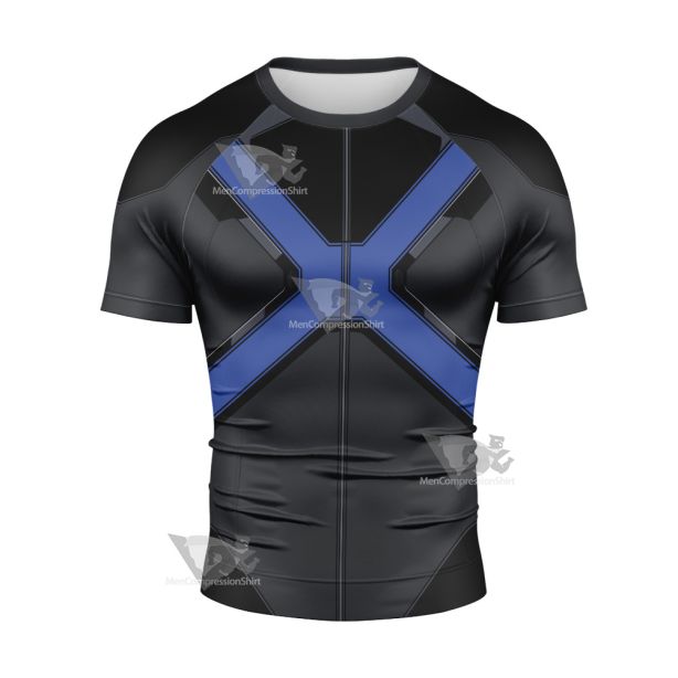 X Men Blue Polaris Short Sleeve Compression Shirt